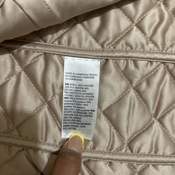 CHICO'S Women's Jacket Coat Taupe Quilted Metallic Python Size 0 or 4/6 - Picture 8 of 8